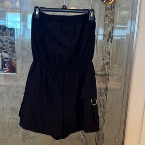 No Boundaries Women's Black Cargo Romper